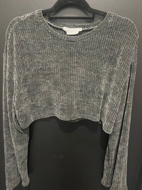 Urban Renewal Dark Heather Gray Soft Waffle Knit Cropped Top